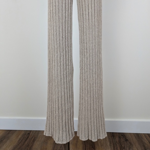 Free People Beach FP Ribbed Knit Pants Imogene Cream High Rise Wide Leg - Picture 10 of 10